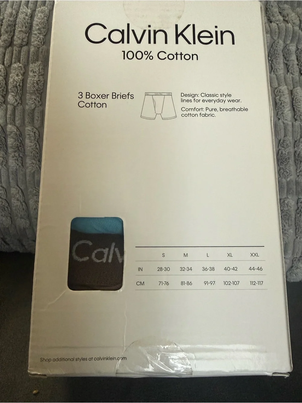 Calvin Klein 3-Pack Cotton Boxer Briefs — Red, Light Blue, Black